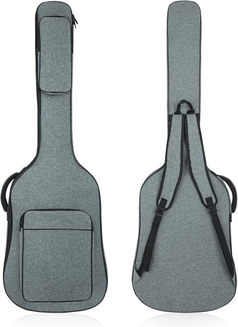 MUZNOTE Store Bass Guitar Case, Bass Guitar Gig Bag Backpack Electric Bass Guitar Bag Soft 0.45 inch Padding Lightweight with Pockets (Grey) - Image 1